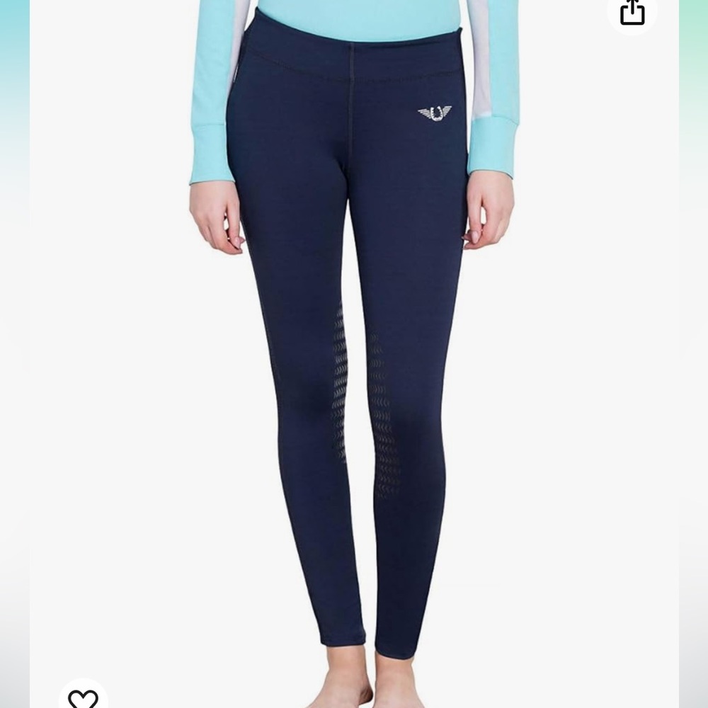 TuffRider Women's Ventilated Schooling Tights in blue. Size Xl